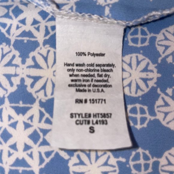 New Neiman Marcus Le Lis Long Sleeveless Slit Tie Neck Contrast Print Top - Picture 12 of 12